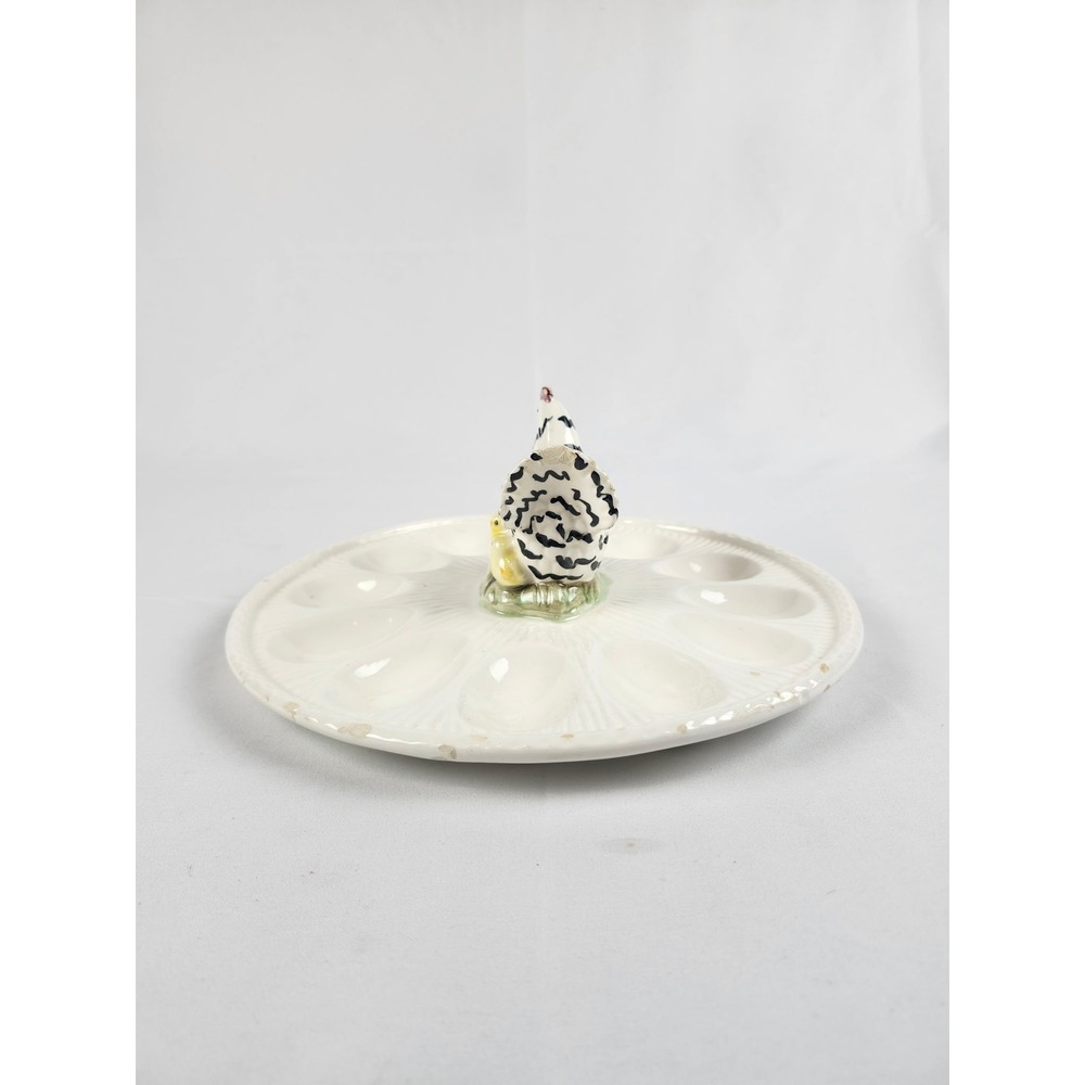 Vintage Weiss Hand Painted Brazil Hen Chicks Deviled Egg Platter Easter Decor - Picture 4 of 10